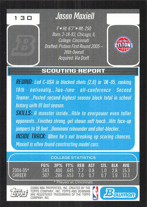 2005-06 Bowman #130 Jason Maxiell RC