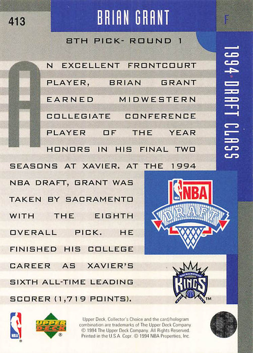 1994-95 Collector's Choice #413 Brian Grant DC