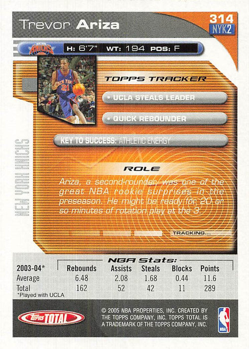 2004-05 Topps Total Silver #314 Trevor Ariza