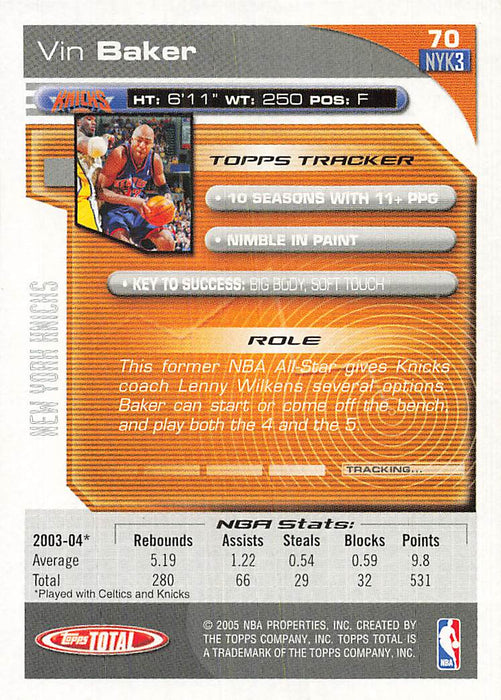 2004-05 Topps Total Silver #70 Vin Baker