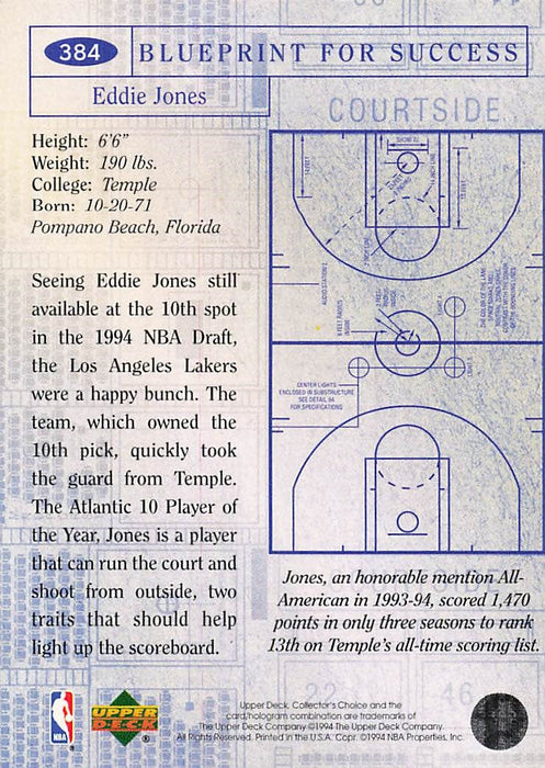 1994-95 Collector's Choice #384 Eddie Jones BP