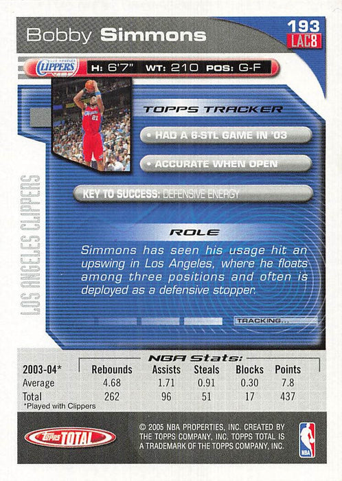 2004-05 Topps Total Silver #193 Bobby Simmons