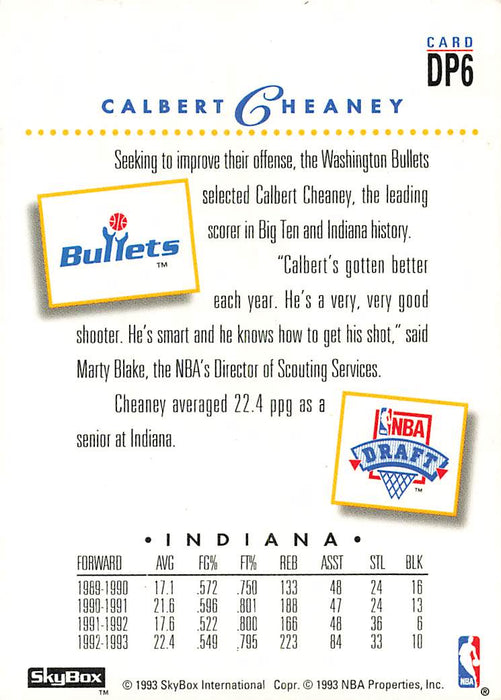 1993-94 SkyBox Premium Draft Picks #DP6 Calbert Cheaney