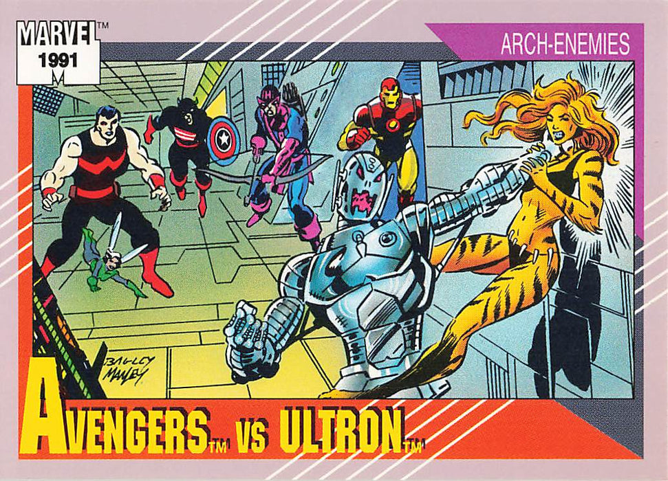 1991 Impel Marvel Universe II #114 Avengers vs Ultron