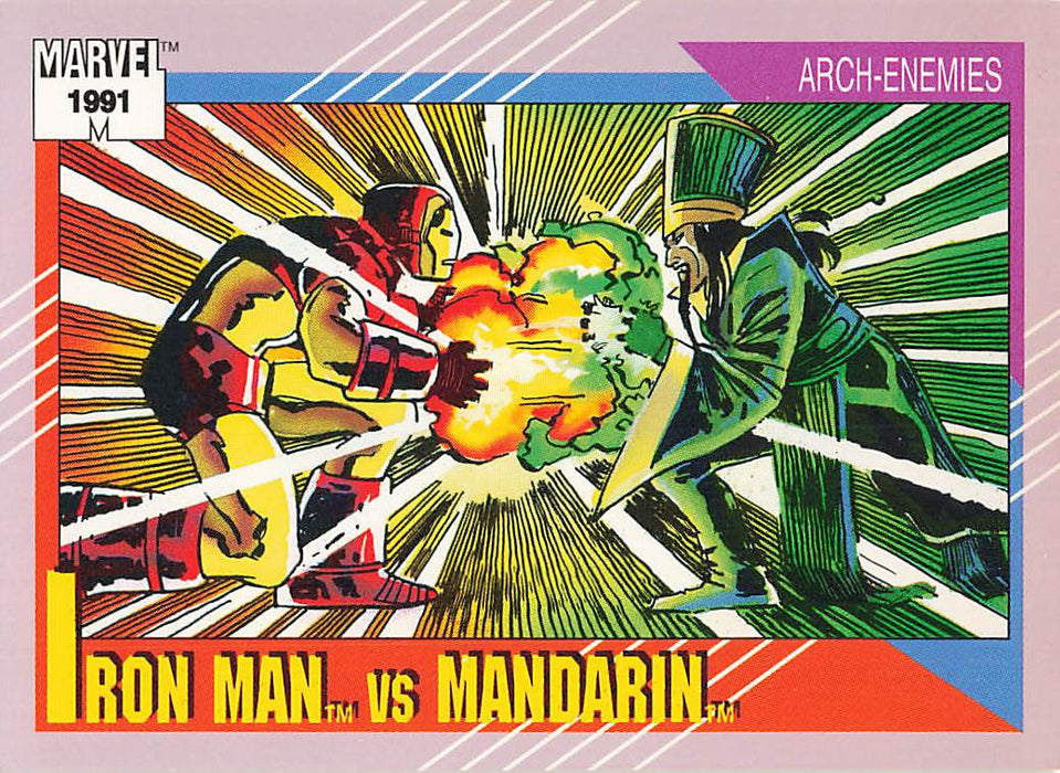 1991 Impel Marvel Universe II #118 Iron Man vs Mandarin