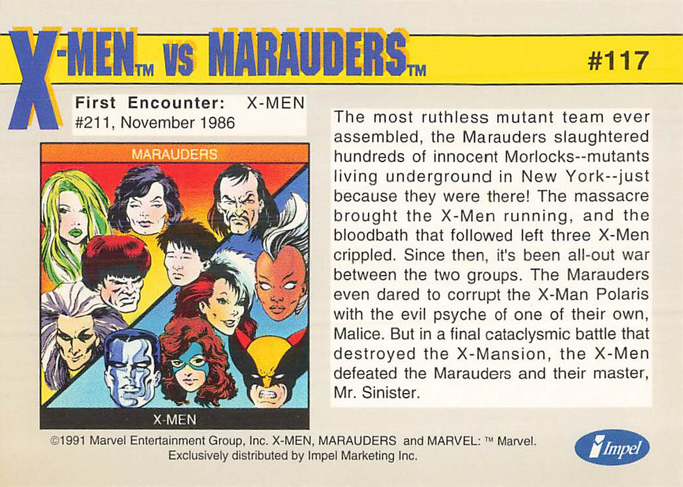 1991 Impel Marvel Universe II #117 X-Men vs Marauders