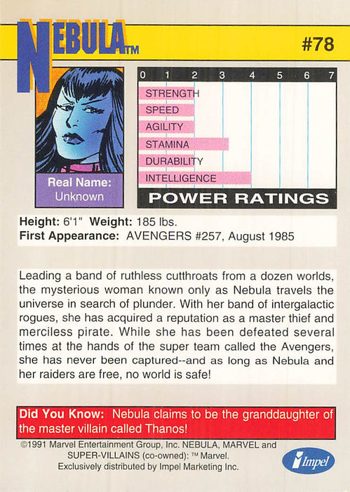 1991 Impel Marvel Universe II #78 Nebula