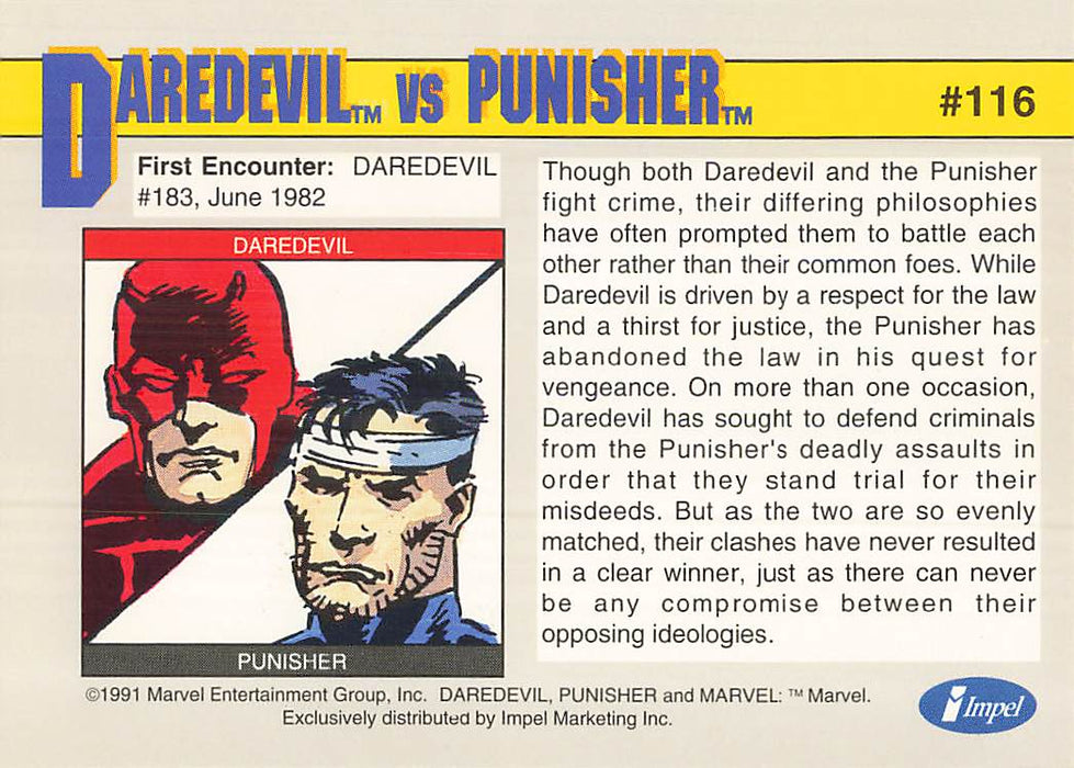 1991 Impel Marvel Universe II #116 Daredevil vs Punisher