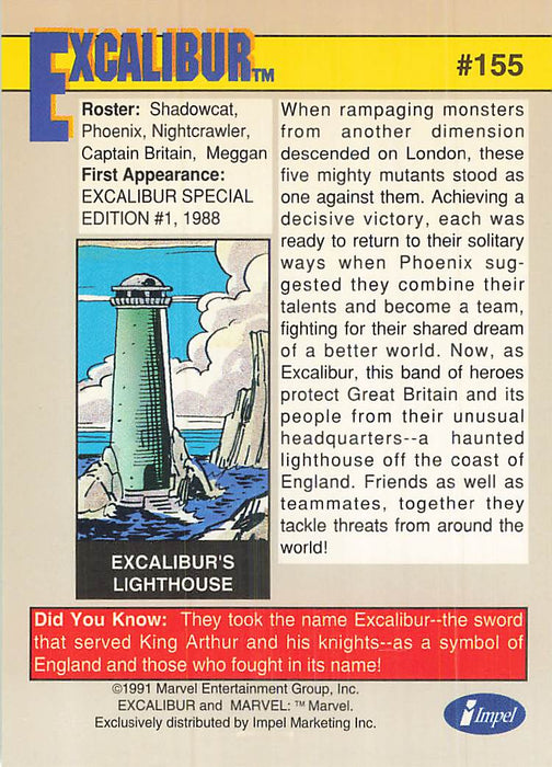 1991 Impel Marvel Universe II #155 Excalibur