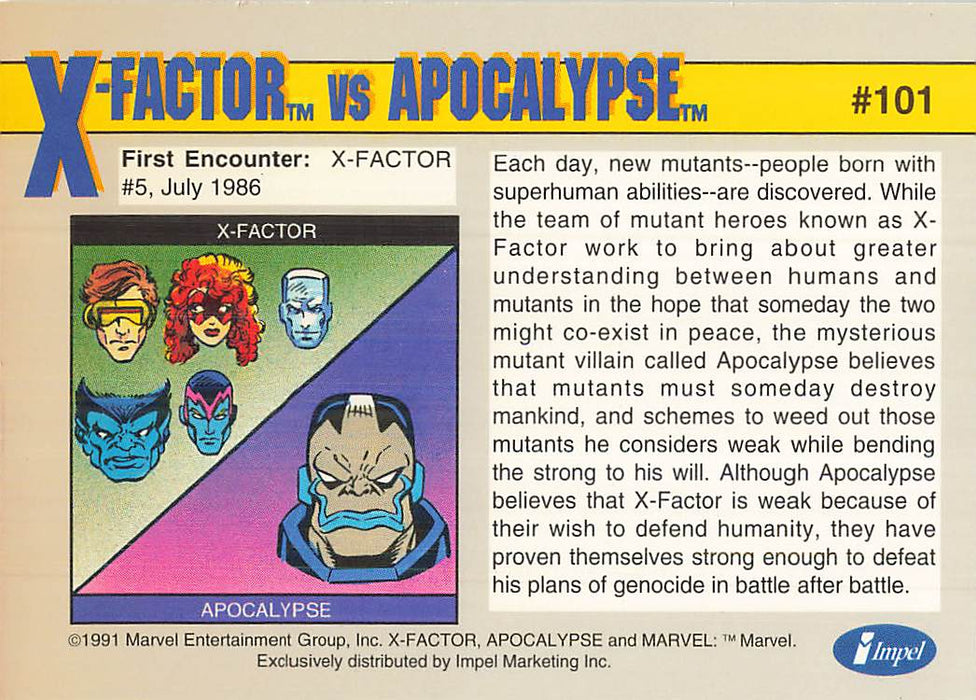 1991 Impel Marvel Universe II #101 X-Factor vs Apocalypse
