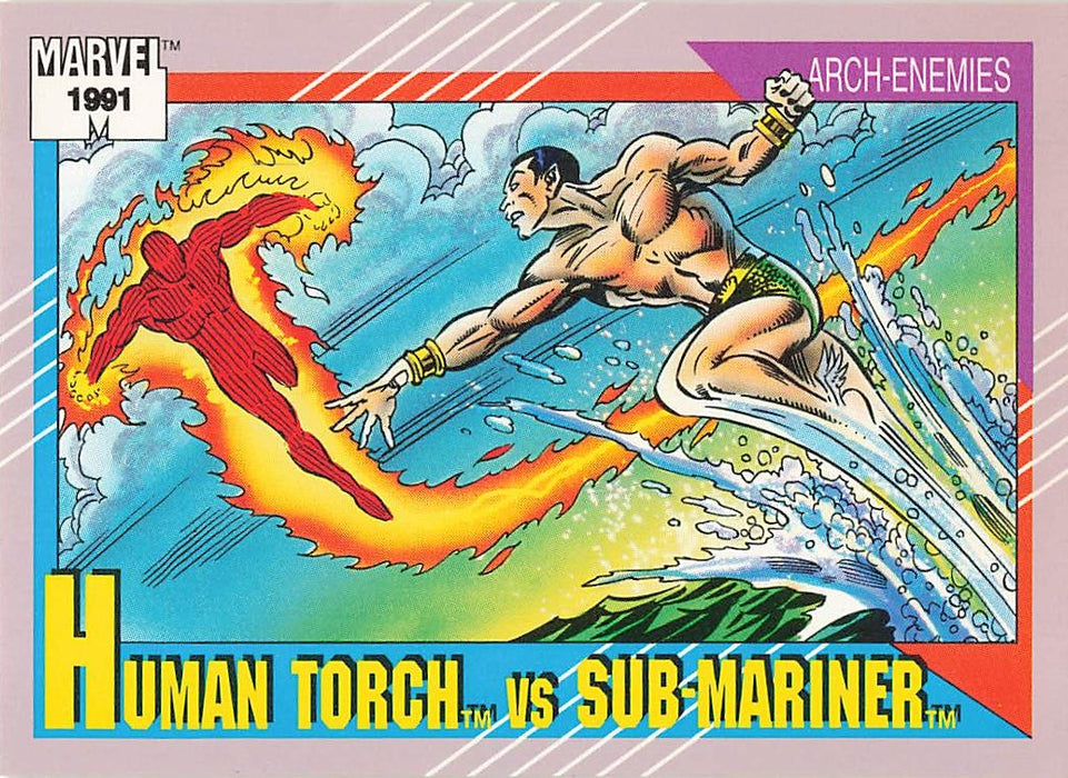 1991 Impel Marvel Universe II #97 Human Torch vs Sub-Mariner