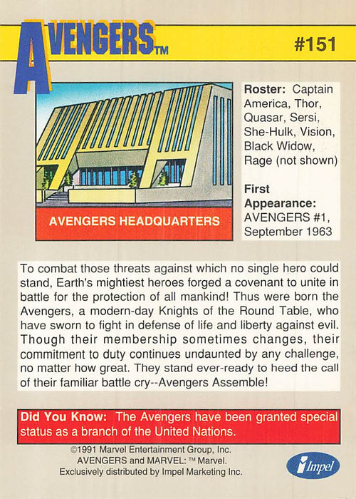 1991 Impel Marvel Universe II #151 Avengers
