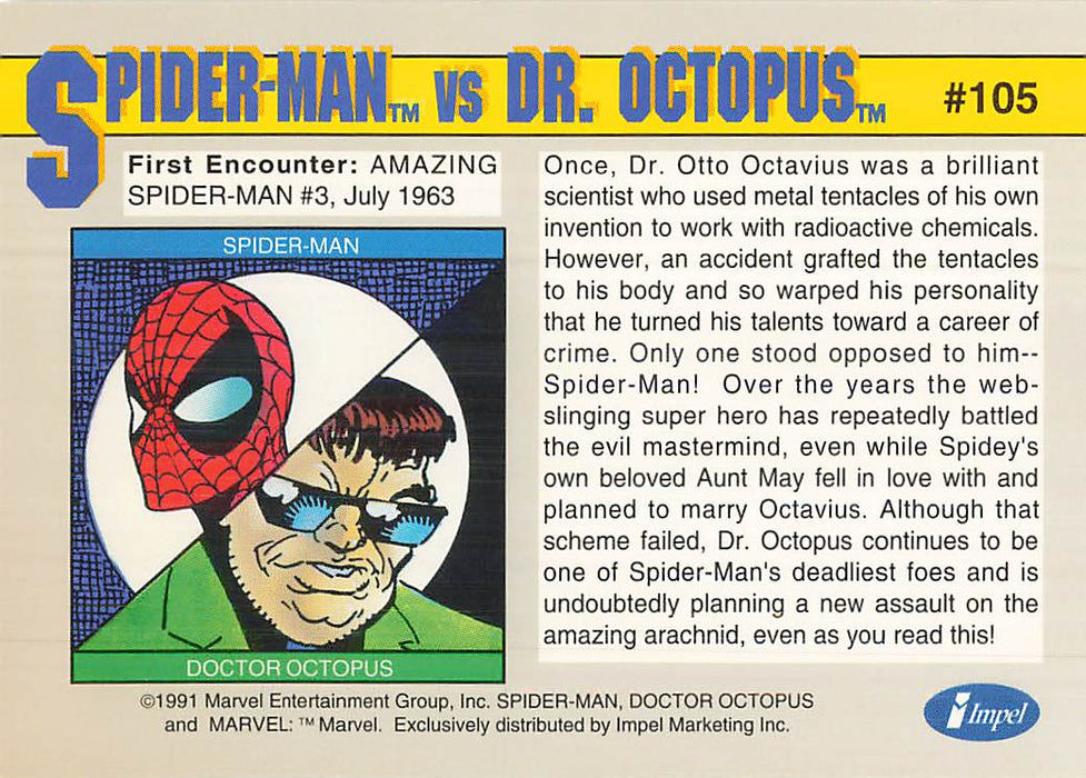 1991 Impel Marvel Universe II #105 Spider-Man vs Doctor Octopus