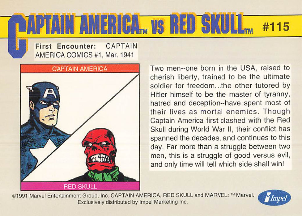 1991 Impel Marvel Universe II #115 Captain America vs Red Skull