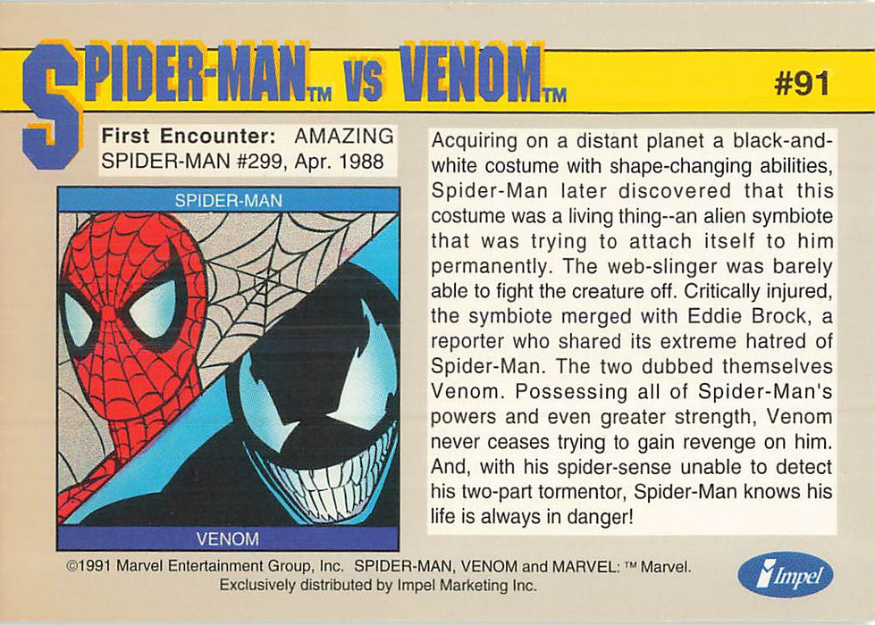 1991 Impel Marvel Universe II #91 Spider-Man vs Venom