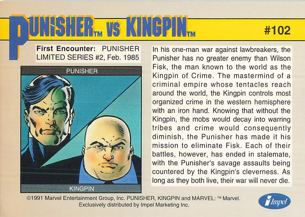 1991 Impel Marvel Universe II #102 Punisher vs Kingpin