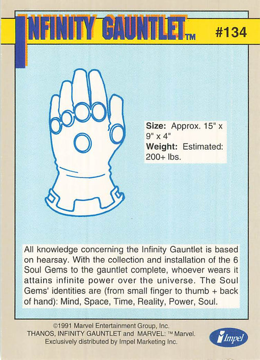 1991 Impel Marvel Universe II #134 Infinity Gauntlet
