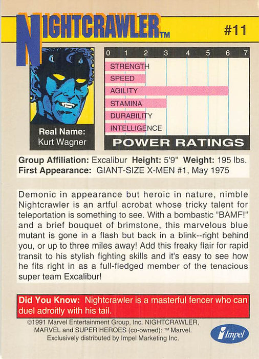 1991 Impel Marvel Universe II #11 Nightcrawler