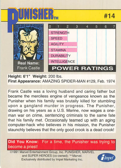 1991 Impel Marvel Universe II #14 Punisher