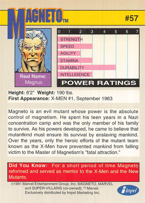1991 Impel Marvel Universe II #57 Magneto