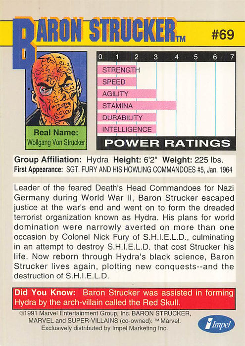 1991 Impel Marvel Universe II #69 Baron Strucker