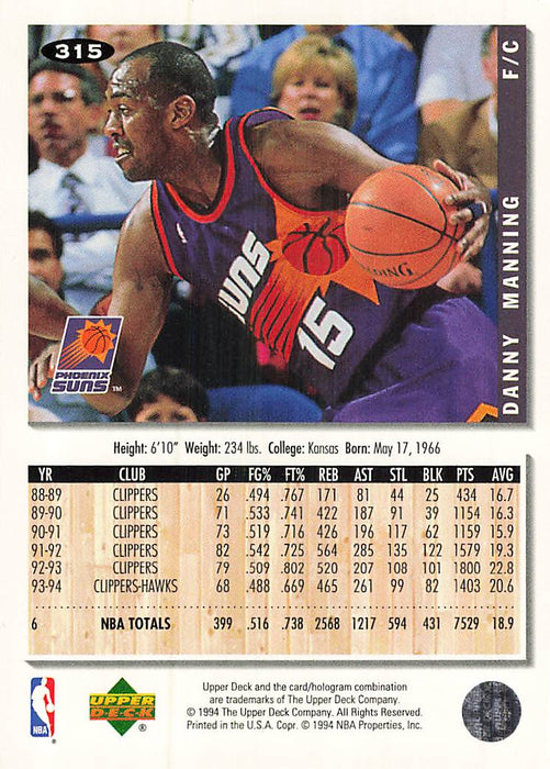 1994-95 Collector's Choice Silver Signature #315 Danny Manning