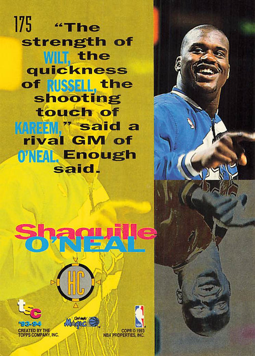 1993-94 Stadium Club #175 Shaquille O'Neal HC