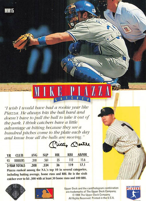 1994 Upper Deck Mantle's Long Shots #MM15 Mike Piazza