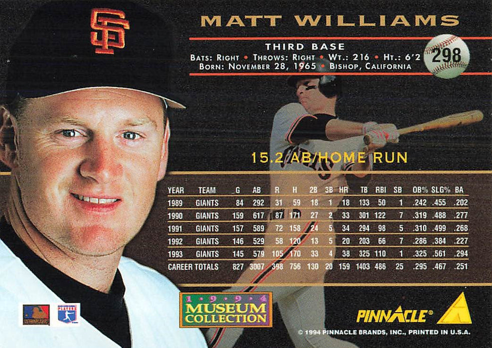 1994 Pinnacle Museum Collection #298 Matt Williams
