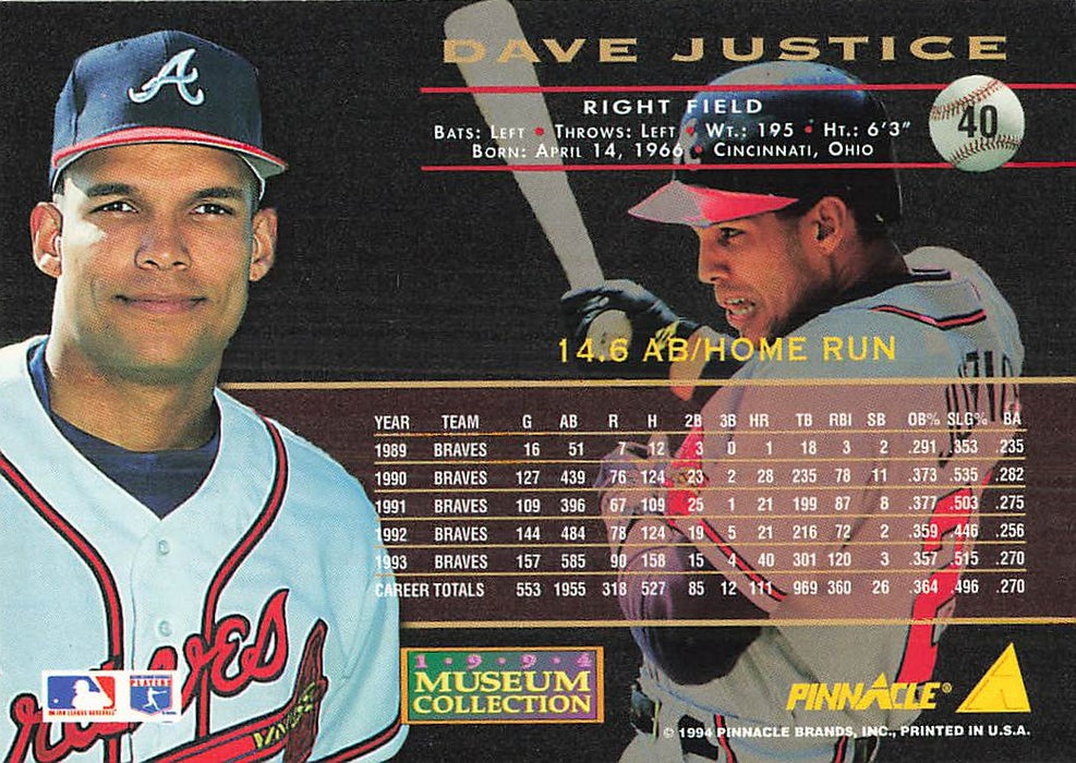 1994 Pinnacle Museum Collection #40 David Justice