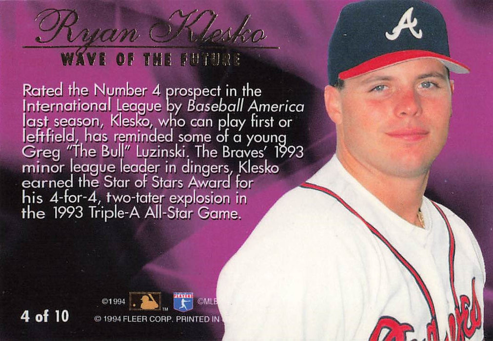 1994 Flair Wave of the Future #A4 Ryan Klesko