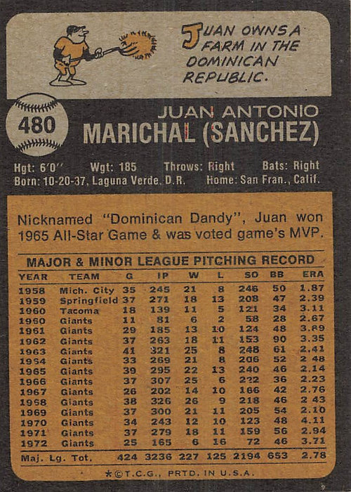 1973 Topps #480 Juan Marichal