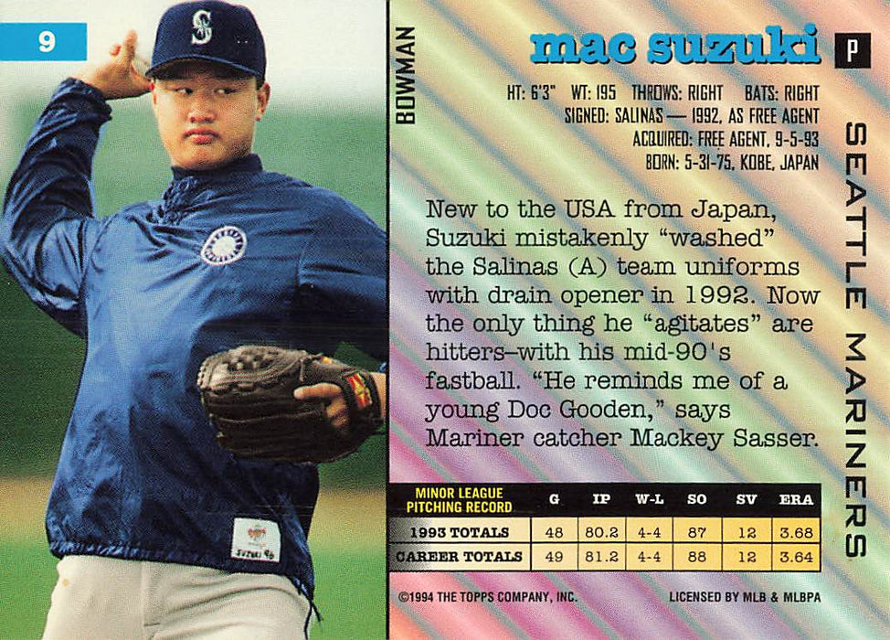 1994 Bowman Previews #9 Mac Suzuki