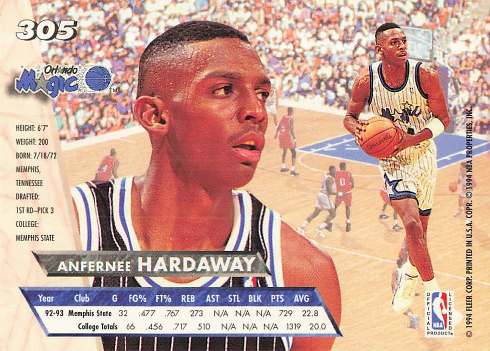 1993-94 Ultra #305 Anfernee Hardaway RC