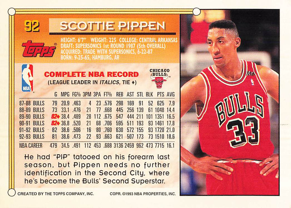 1993-94 Topps Gold #92 Scottie Pippen