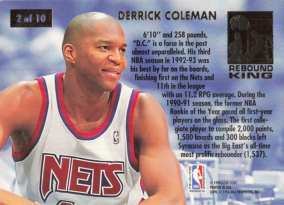 1993-94 Ultra Rebound Kings #2 Derrick Coleman