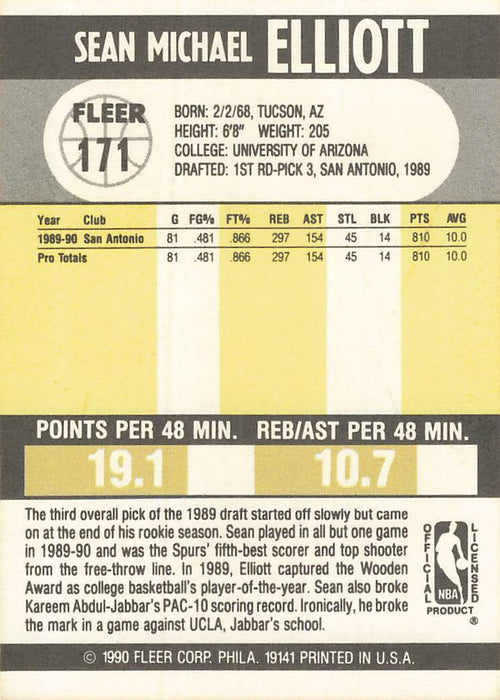 1990-91 Fleer #171 Sean Elliot RC