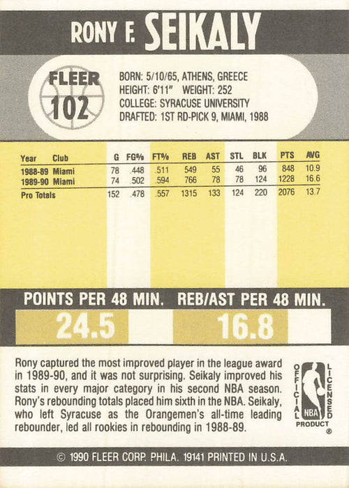 1990-91 Fleer #102 Rony Seikaly/Michael Jordan UER