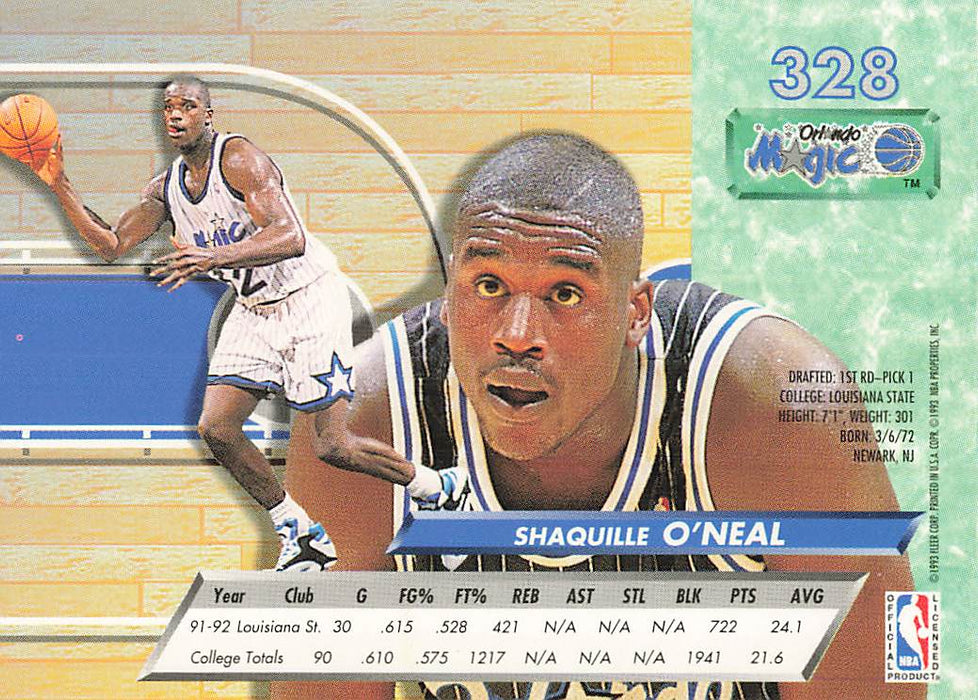 1992-93 Ultra #328 Shaquille O'Neal RC