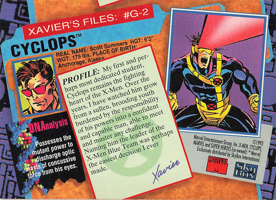 1993 SkyBox Uncanny X-Men Series II Gold Foil #G2 Cyclops