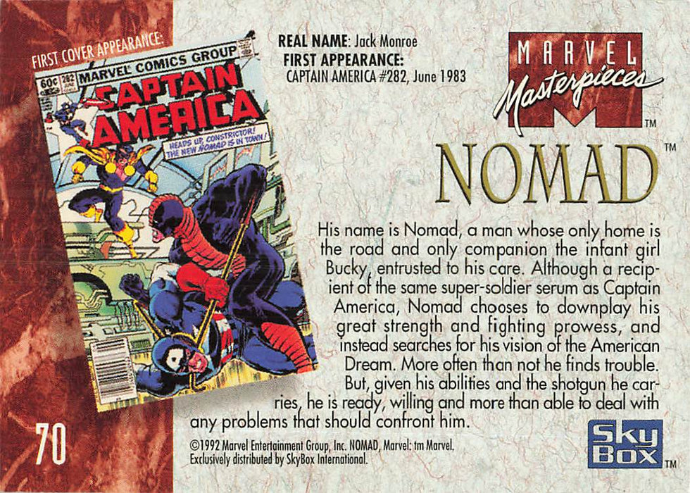 1992 SkyBox Marvel Masterpieces #70 Nomad