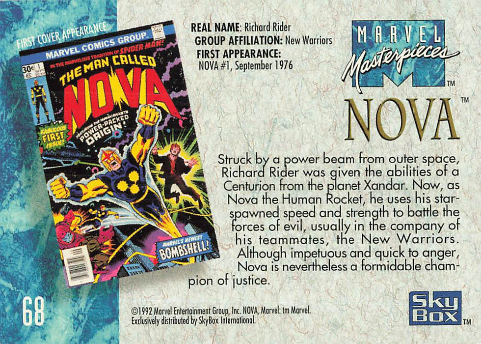 1992 SkyBox Marvel Masterpieces #68 Nova