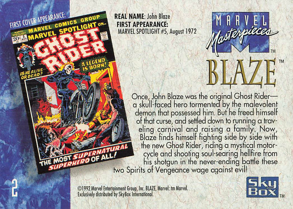 1992 SkyBox Marvel Masterpieces #2 Blaze