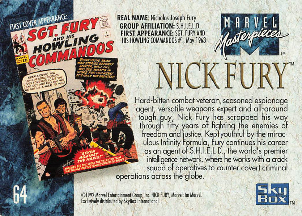 1992 SkyBox Marvel Masterpieces #64 Nick Fury