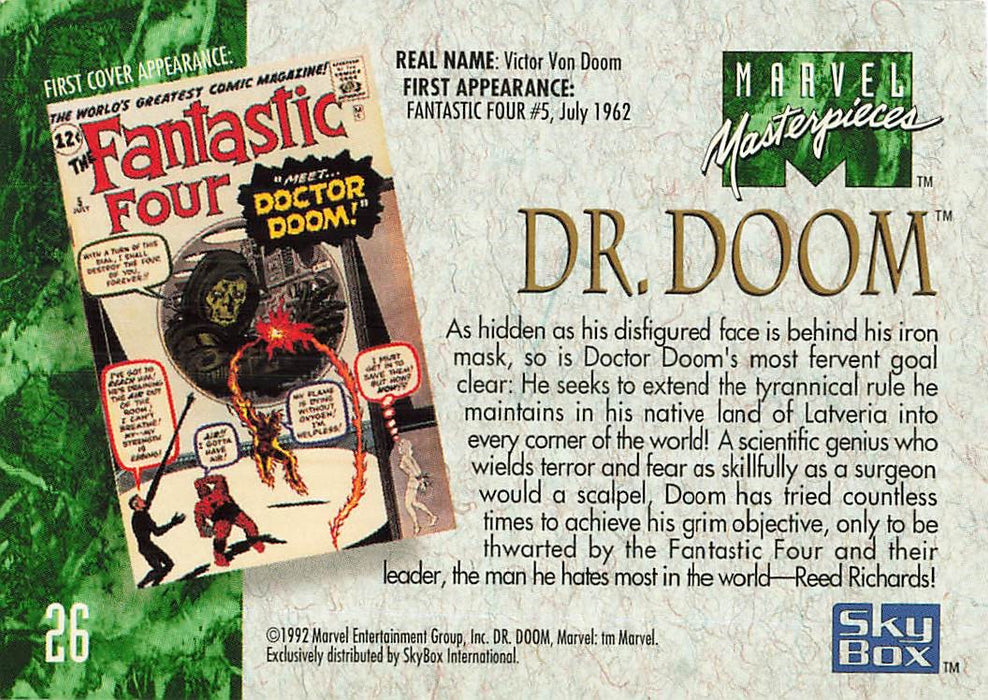 1992 SkyBox Marvel Masterpieces #26 Dr. Doom