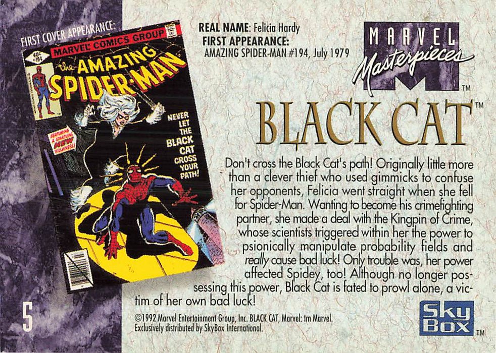 1992 SkyBox Marvel Masterpieces #5 Black Cat