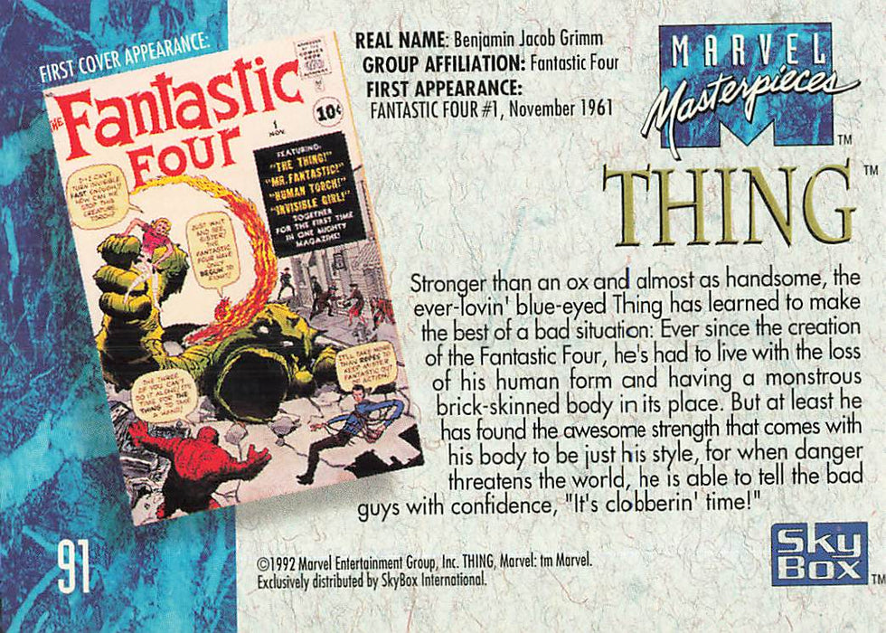 1992 SkyBox Marvel Masterpieces #91 Thing