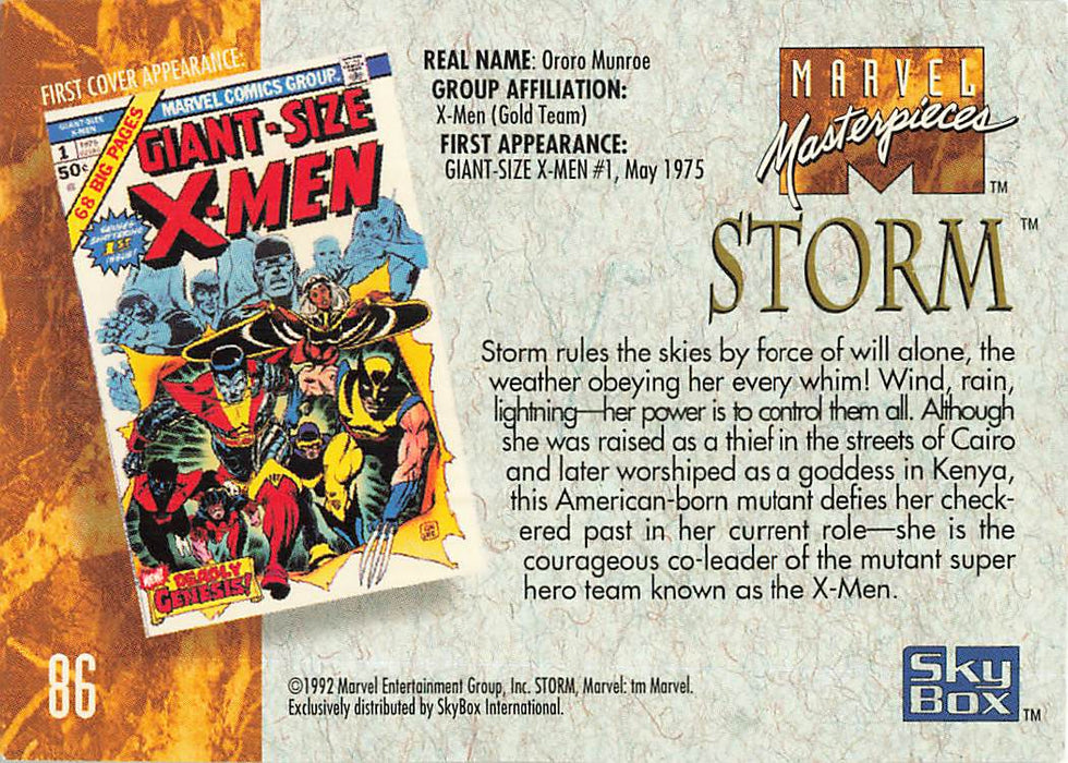 1992 SkyBox Marvel Masterpieces #86 Storm