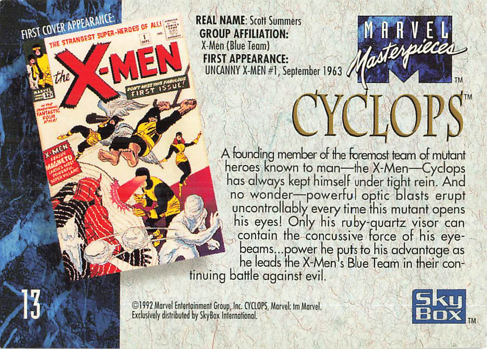 1992 SkyBox Marvel Masterpieces #13 Cyclops
