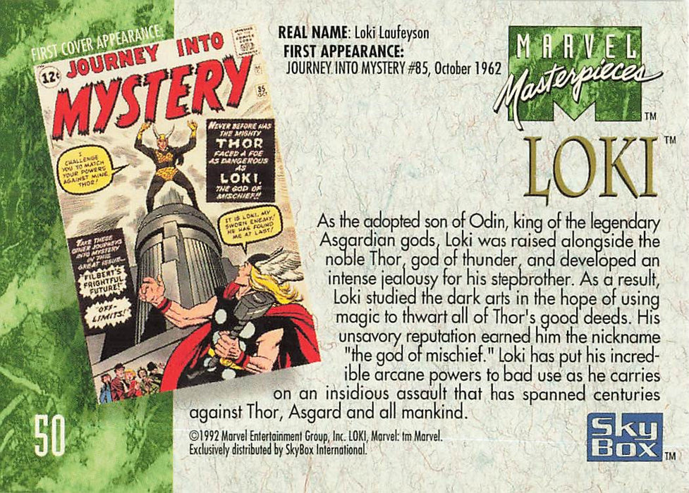 1992 SkyBox Marvel Masterpieces #50 Loki